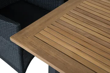Las Vegas Matgrupp Utomhus 152-210 + 6 Thor Fåtölj - Svart/Teak/Svart - Products - Utemöbler & utemiljö - Utegrupp - Matgrupp utomhus