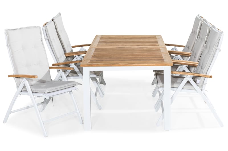 Las Vegas Matgrupp Utomhus 220-280x100+ 6 Positionsstol Lyx Stol m D, Teak/Vit