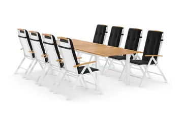 Las Vegas Matgrupp Utomhus 220-280x100+ 8 Las Vegas Lyx Stol m Dyna - Vit/Teak/Svart - Products - Utemöbler & utemiljö - Utegrupp - Matgrupp utomhus