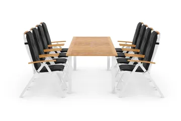 Las Vegas Matgrupp Utomhus 220-280x100+ 8 Las Vegas Lyx Stol m Dyna - Vit/Teak/Svart - Products - Utemöbler & utemiljö - Utegrupp - Matgrupp utomhus