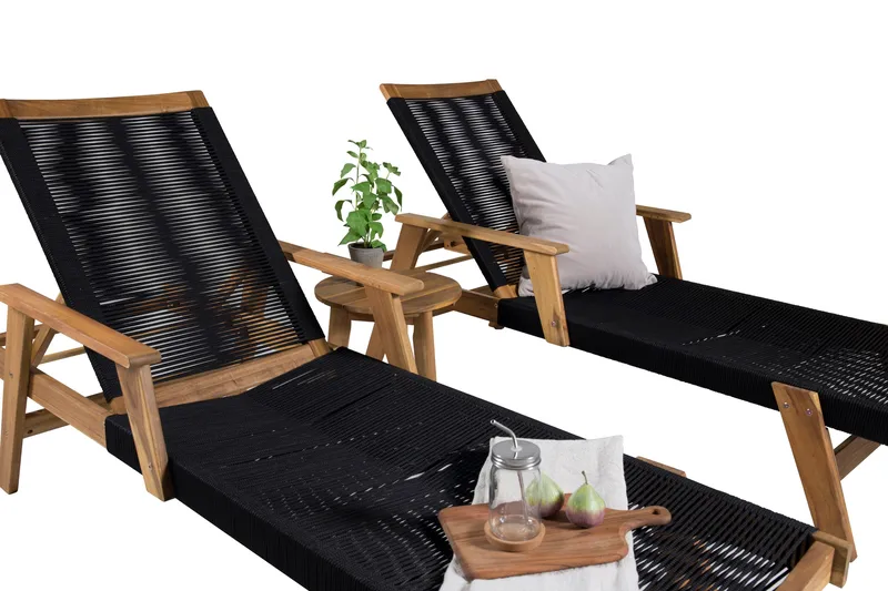 Little John Solsäng med Chania Bord Brun/Svart - Brun/Svart - Products - Utemöbler & utemiljö - Utegrupp - Cafegrupp & cafeset