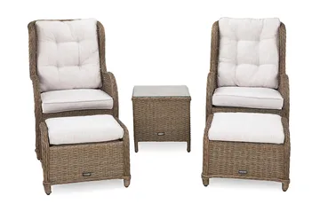 Marcus Caféset med 2 Öronlappsfåtöljer med Fotpall m Dyna - Natur - Products - Utemöbler & utemiljö - Utegrupp - Cafegrupp & cafeset