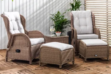 Marcus Caféset med 2 Reclinerfåtöljer Utomhus m Dyna - Natur - Products - Utemöbler & utemiljö - Utegrupp - Cafegrupp & cafeset