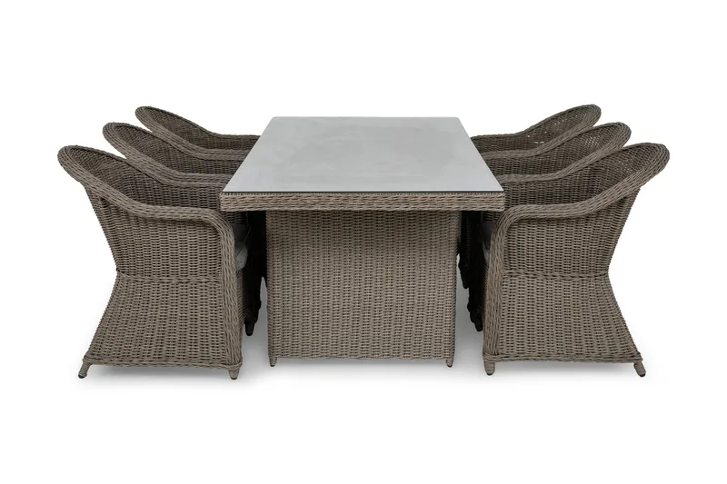 Marcus Matgrupp 200 + 6 Light Fåtöljer m Dyna, Grå