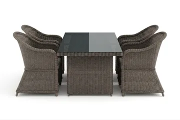 Marcus utomhus matgrupp 160x90 cm med 4 Marcus Light utefåtöljer - Grå - Products - Utemöbler & utemiljö - Utegrupp - Matgrupp utomhus