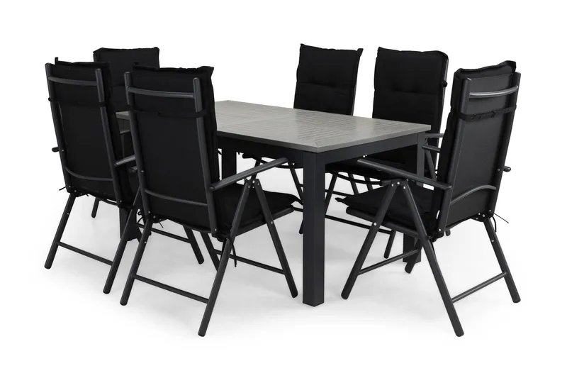 Monaco Matgrupp Utomhus 152-210x90 + 6 Maggie Positionsstol m Dyna - Svart - Products - Utemöbler & utemiljö - Utegrupp - Matgrupp utomhus