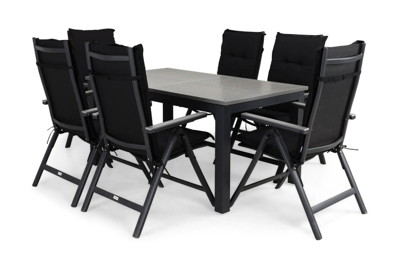 Monaco Matgrupp Utomhus 152-210x90+6 Monaco Light Positionsstol Dyna, Svart/Grå