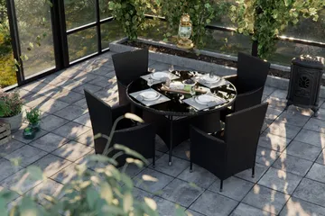 Thor Matgrupp Utomhus 140 + 4 Thor Fåtölj - Svart/Svart - Products - Utemöbler & utemiljö - Utegrupp - Matgrupp utomhus