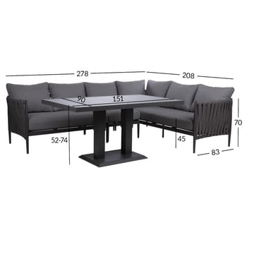 Trädgårdsmöbelset Ängros Hörnsoffa och bord - grå - Products - Utemöbler & utemiljö - Utegrupp - Cafegrupp & cafeset