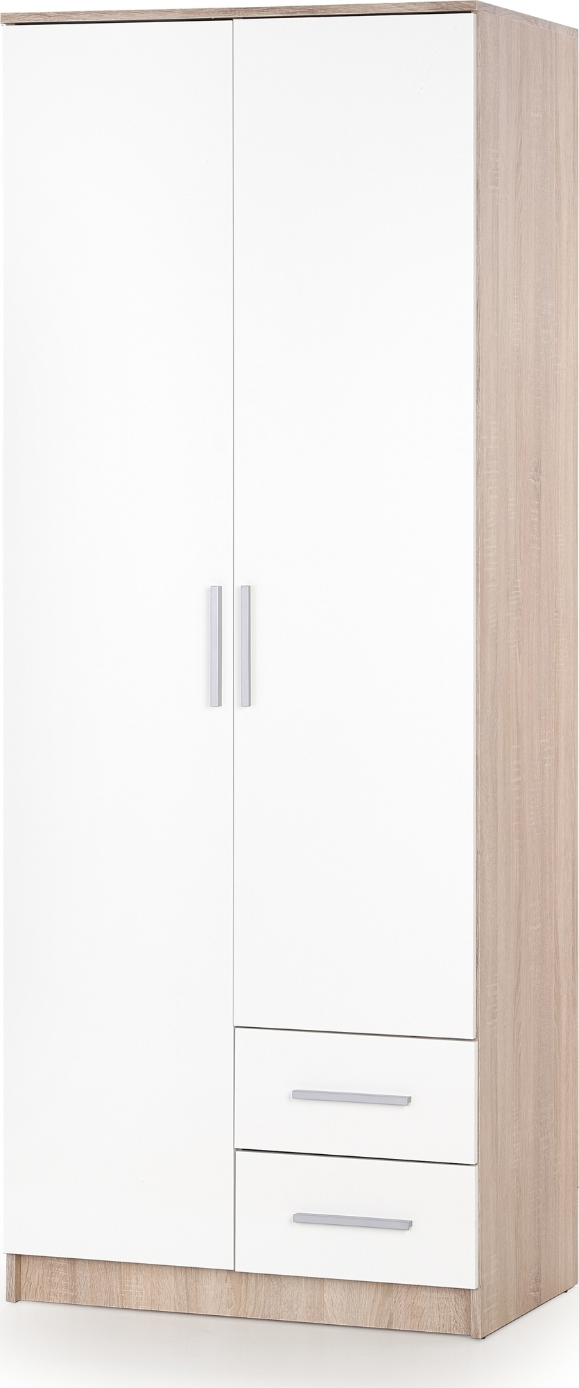 Abdel 2 vaatekaappi - Valkoinen / sonoma-tammi
