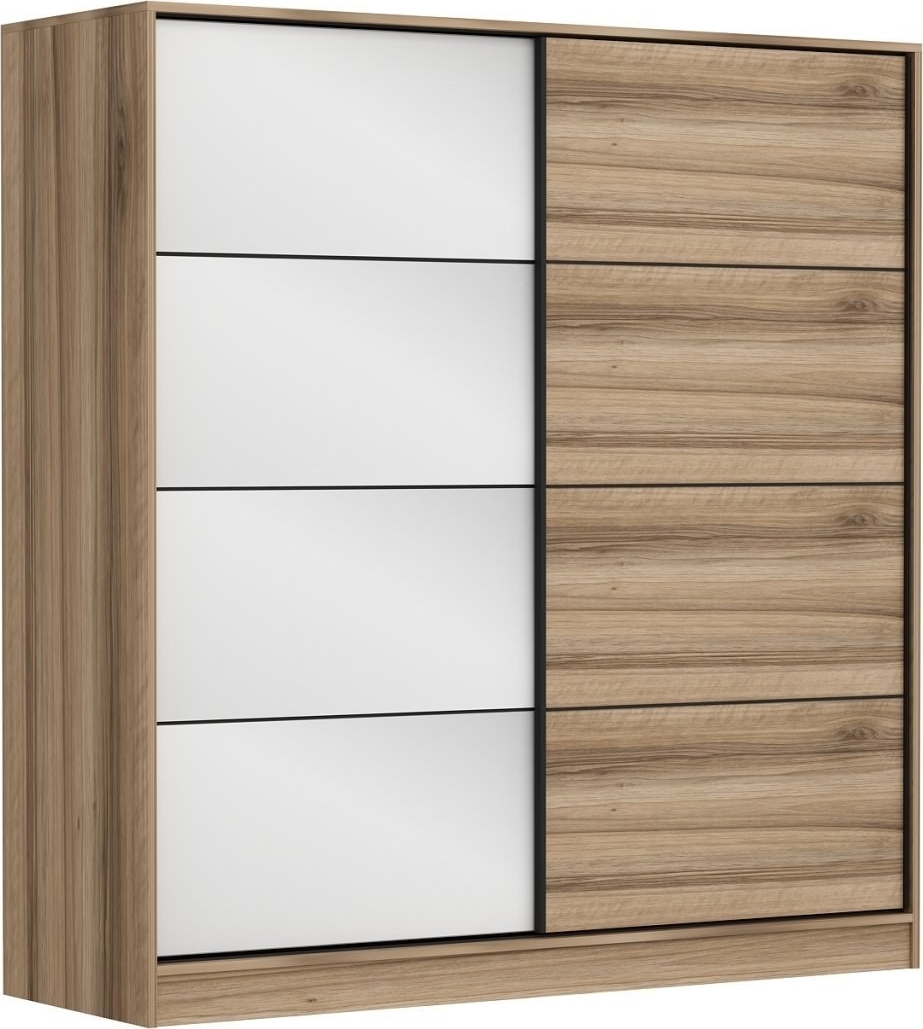 Kapusta vaatekaappi 220x52x210 cm, variantti B - Ruskea/valkoinen/ruskea