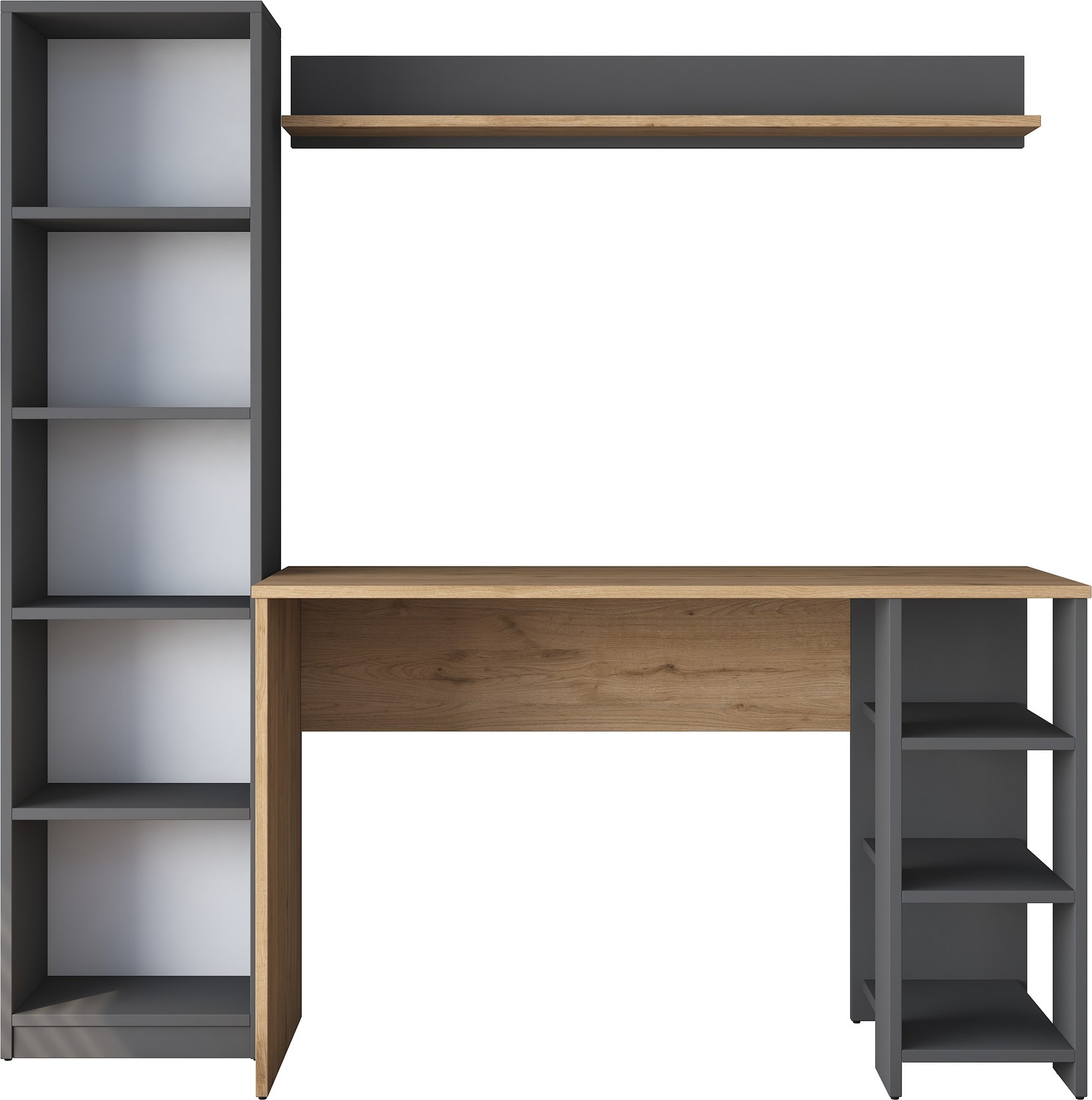 Hanna ty�p�yt� hyllyj�rjestelm�ll� 16, 160 x 45 cm - P�hkin�/antrasiitti