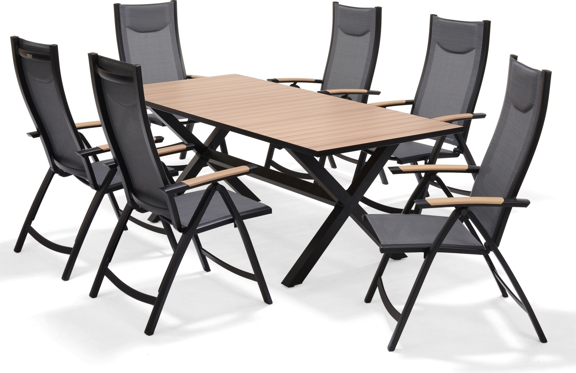 Panama ruokailuryhmä 6 - musta/tiikki Panama ruokailuryhmä 6 - musta/tiikki