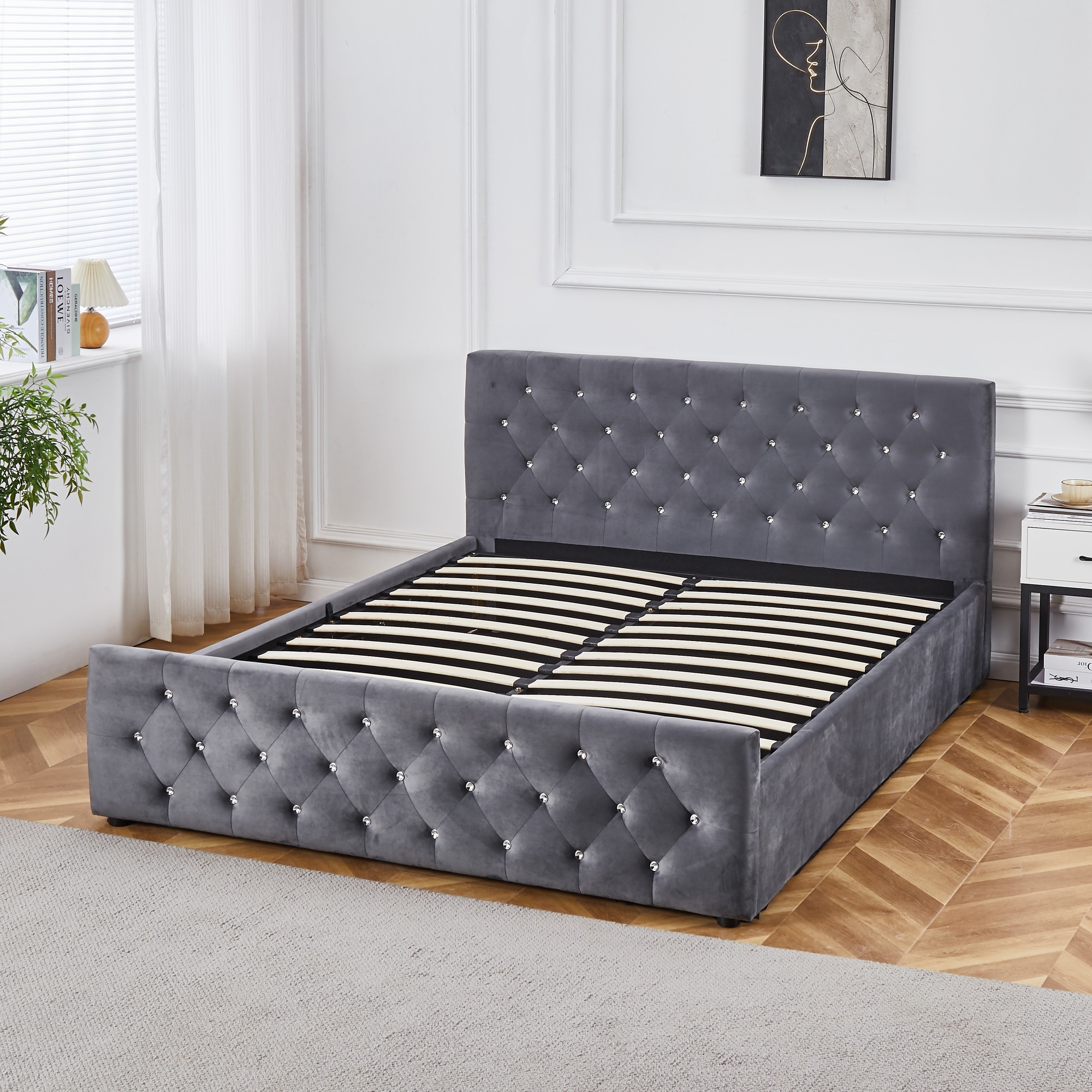 S�ngynrunko harmaata samettia 180 x 200 cm - Dubai