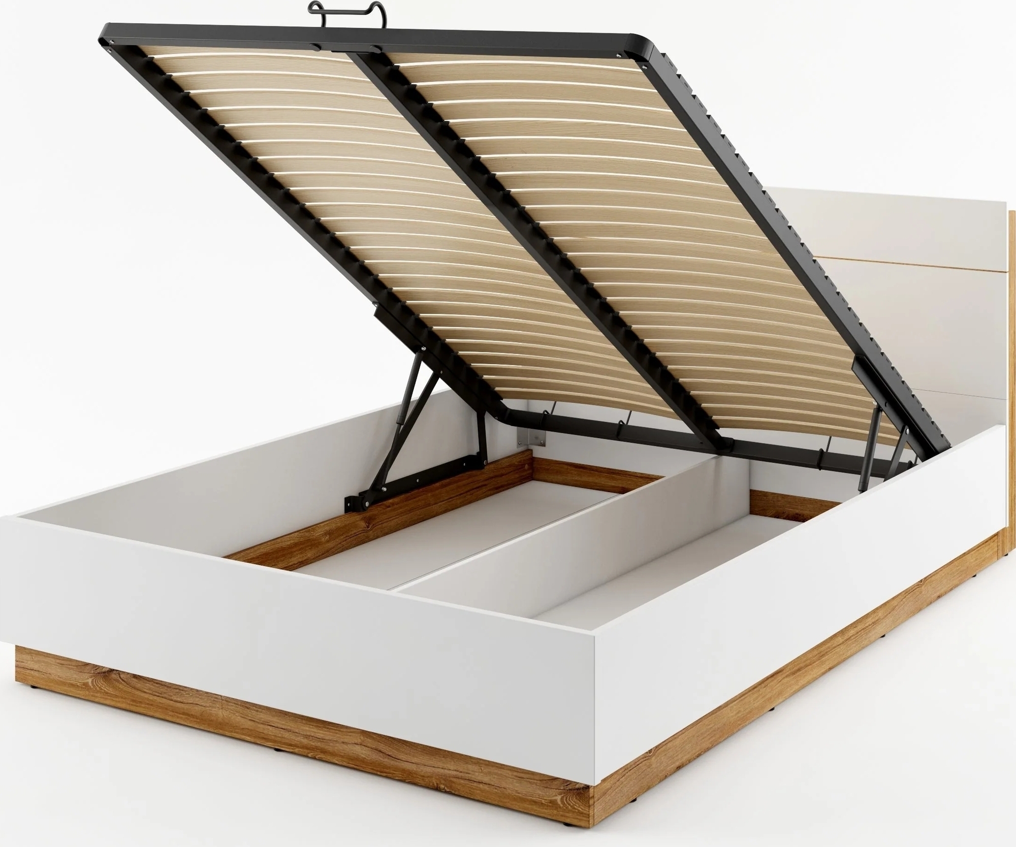 Dentro-sänky säilytystilalla 160 x 200 cm - Valkoinen/tammi Dentro-sänky säilytystilalla 160 x 200 cm - Valkoinen/tammi