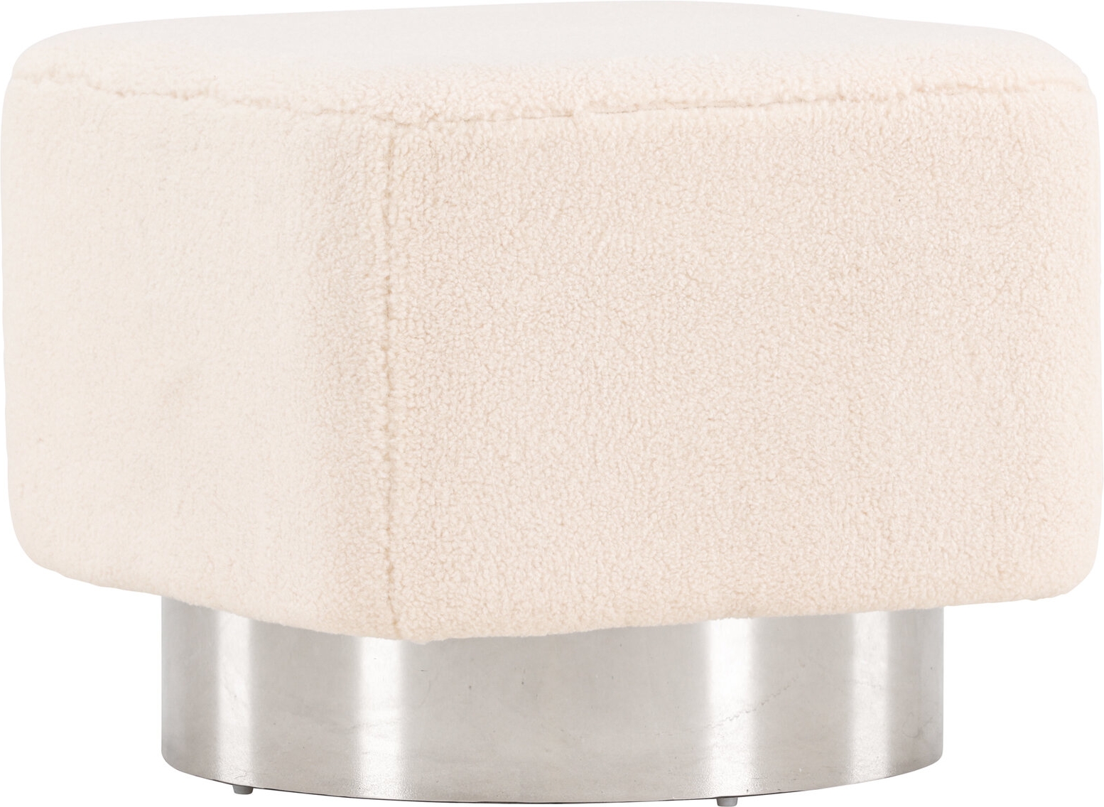 Newton-pouf - luonnonvalkoinen/hopea