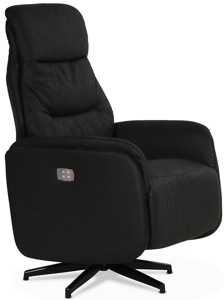 Comfort Saga mekanisminojatuoli (s�hk�inen) sis��nrakennetulla jalkatuella - Musta ekonahka
