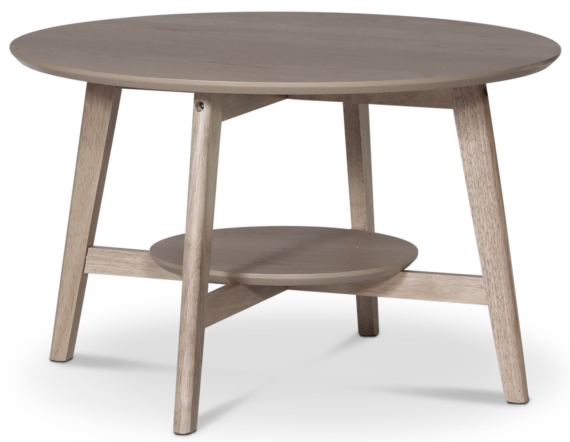 Bridge pyöreä sohvapöytä hyllyllä Ø80 cm - Whitewash Bridge pyöreä sohvapöytä hyllyllä Ø80 cm - Whitewash