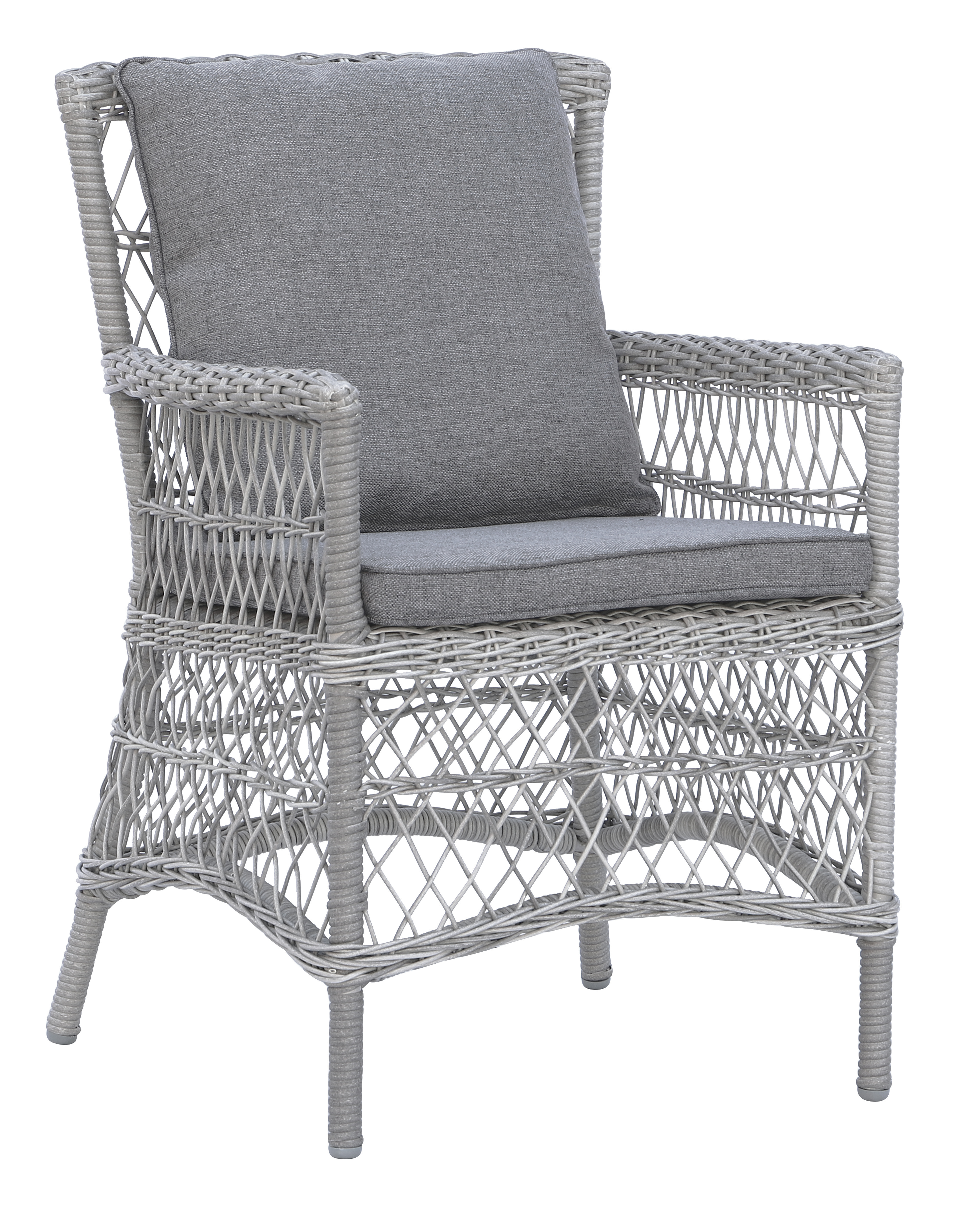 Ulkoruokailutuoli harmaasta rottingista tyynyll�