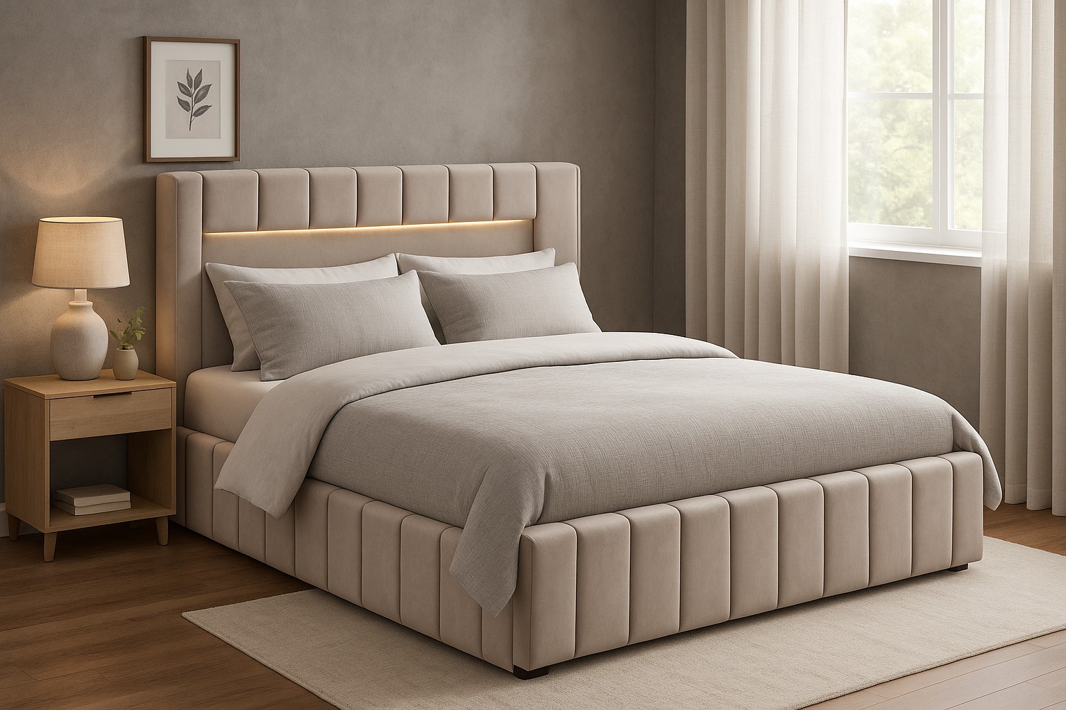 S�ngynrunko LED-valaistuksella 160 x 200 cm