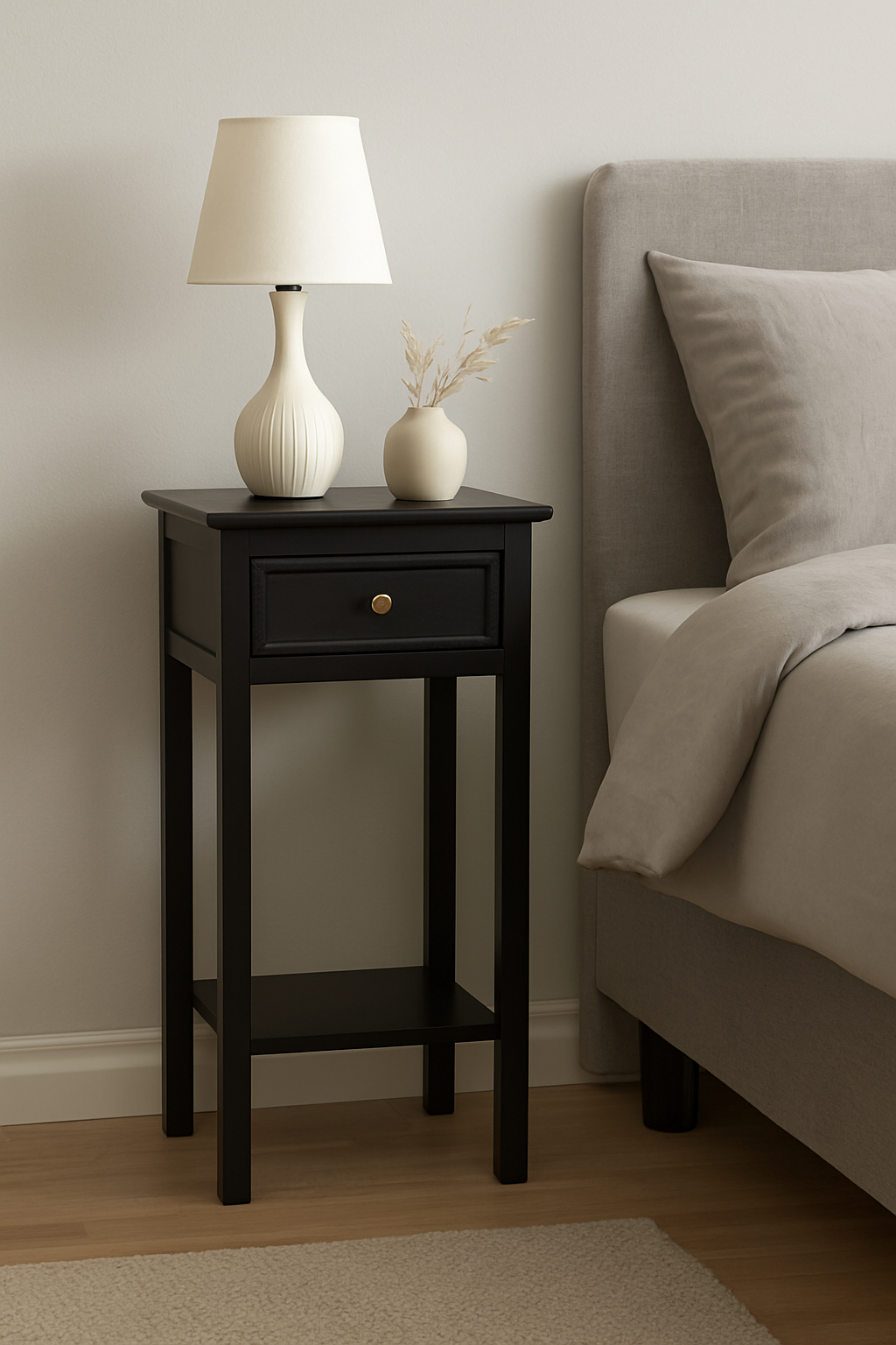 Bristol Y�p�yt� 75 cm korkea - Musta + Huonekalujen jalat