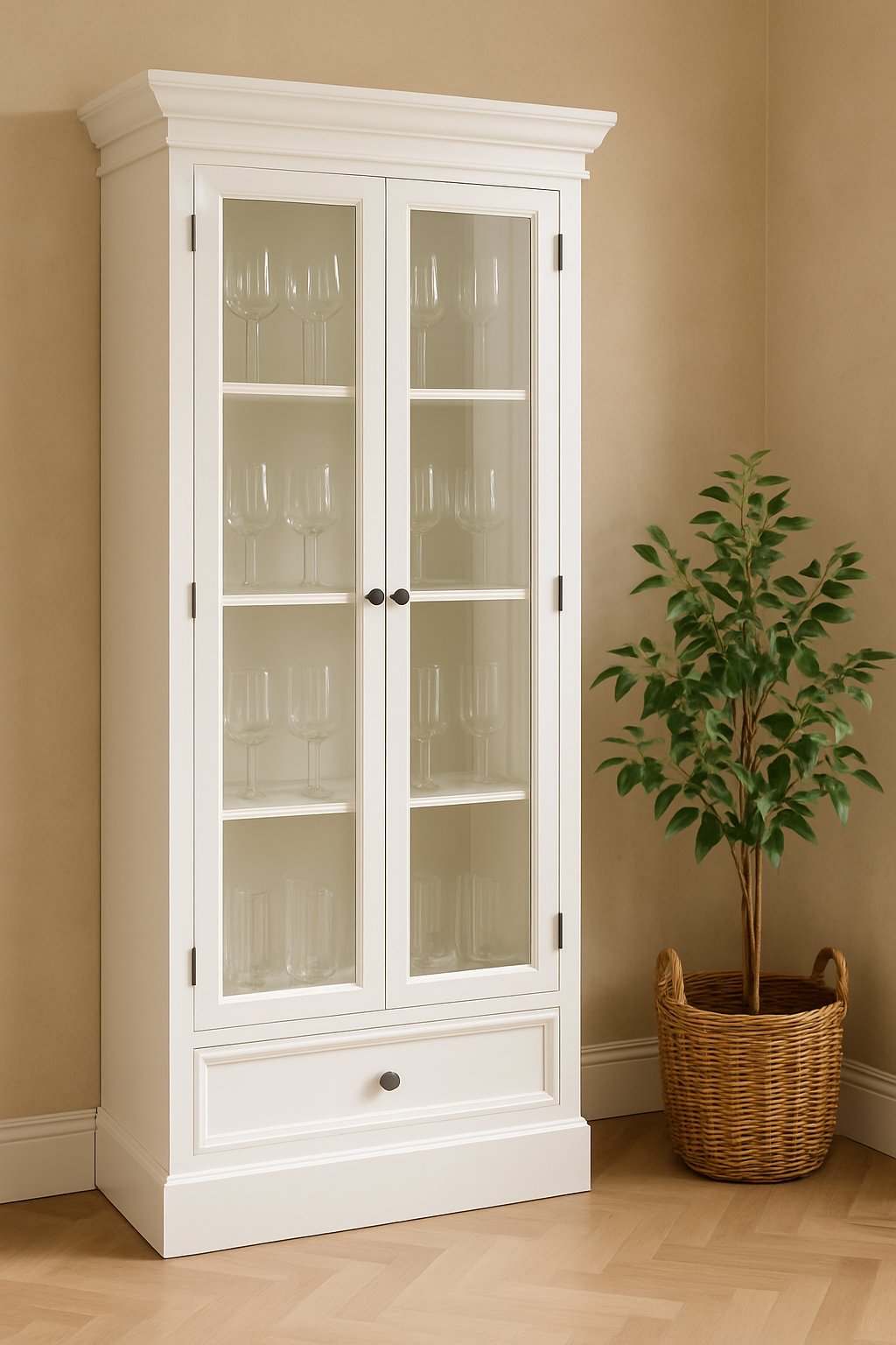 Antiikkinen valkoinen vitriinikaappi - Bristol