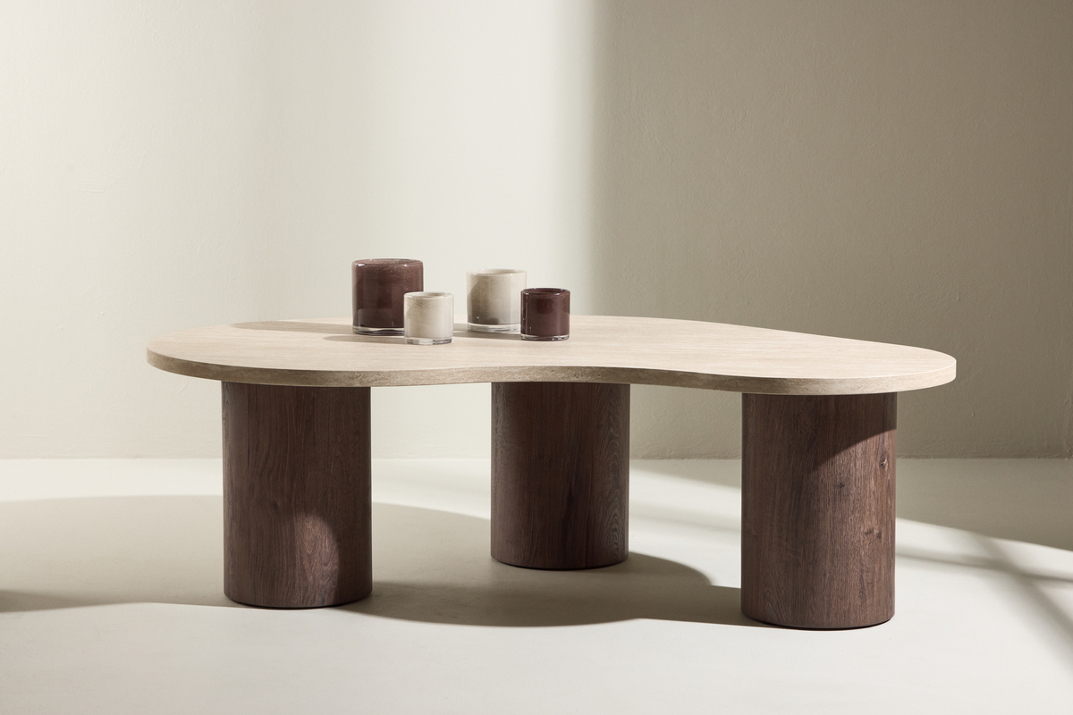 Megg-sohvapöytä 130x78 cm - Mokka / Travertiini Megg-sohvapöytä 130x78 cm - Mokka / Travertiini