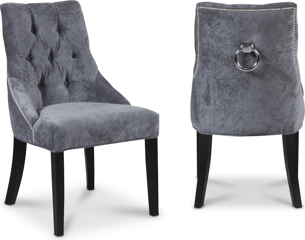 Tuva Europa - Ruokatuoli kahvalla (sametinharmaa/musta)