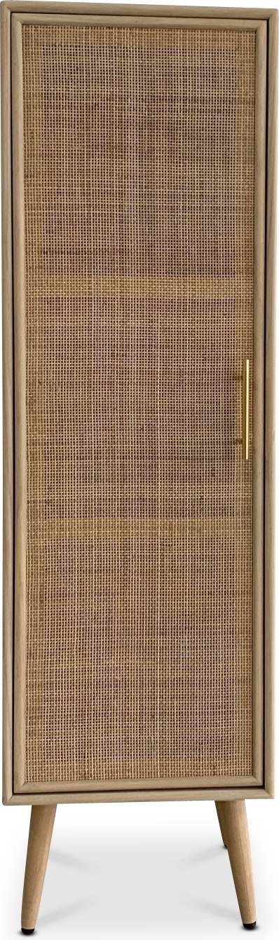 React-rottinkikaappi messinkikahvoilla React-rottinkikaappi messinkikahvoilla