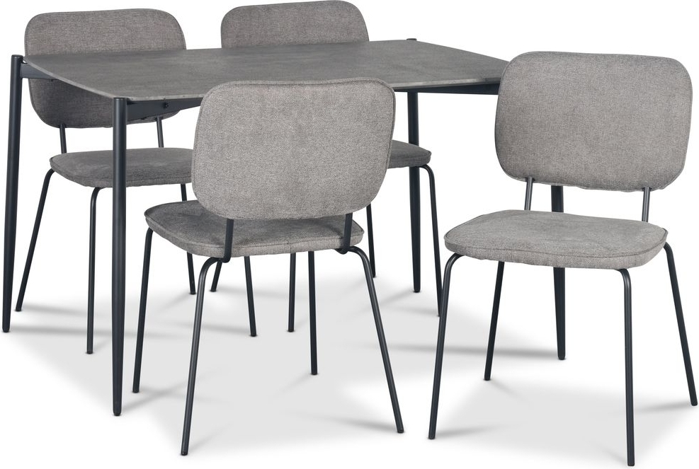 Lokrume ruokailuryhmä 120 cm pöytä betonijäljitelmä + 4 Lokrume harmaata tuolia Lokrume ruokailuryhmä 120 cm pöytä betonijäljitelmä + 4 Lokrume harmaata tuolia