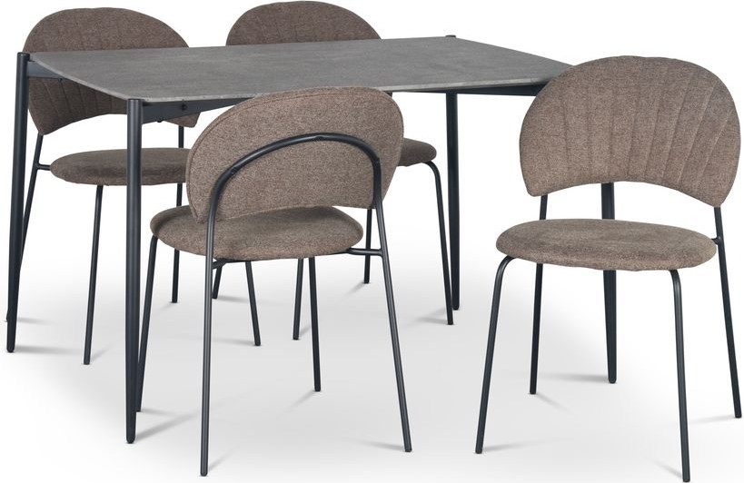 Lokrume ruokailuryhmä 120 cm pöytä betonijäljitelmä + 4 Hogrän ruskeaa tuolia Lokrume ruokailuryhmä 120 cm pöytä betonijäljitelmä + 4 Hogrän ruskeaa tuolia