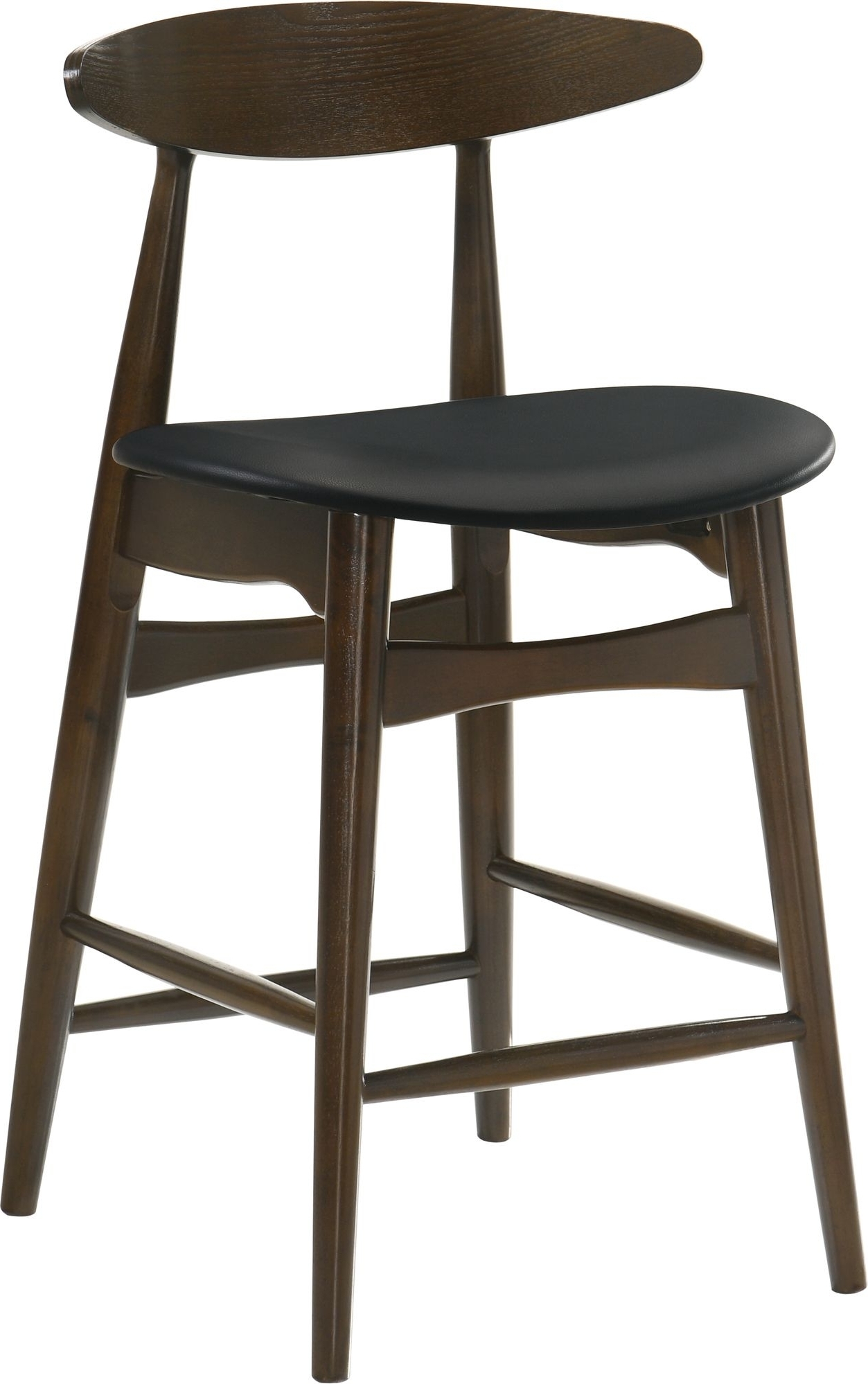 Baarituoli p�hkin�puusta ja mustasta keinonahasta