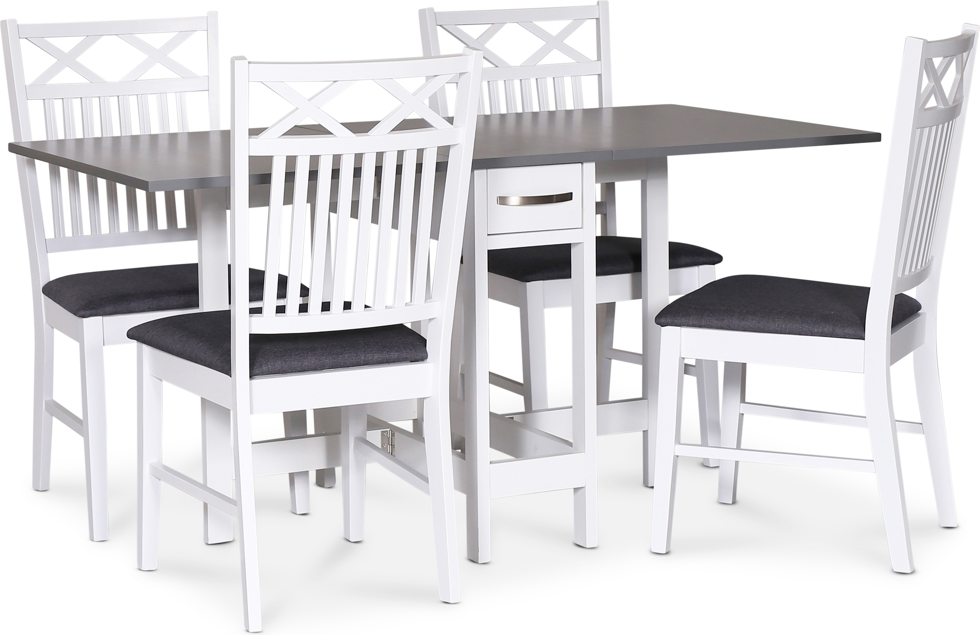 Ruokap�yt� ja nelj� tuolia, valkoinen / harmaa - F�r�