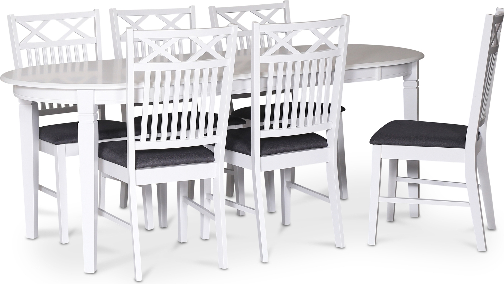 Sandhamn elintarvikeryhm�; Soikea ruokap�yt� ja 6 Sandhamn Gripsholm -ruokailutuolia