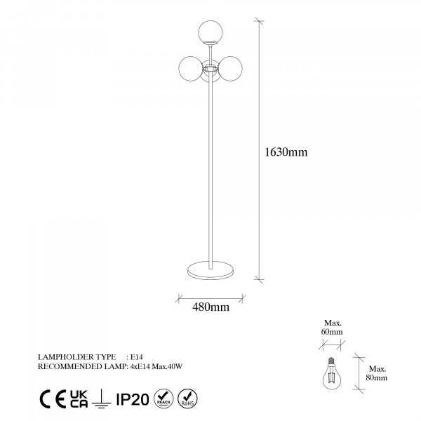 Akkan lattiavalaisin valmiina - Musta