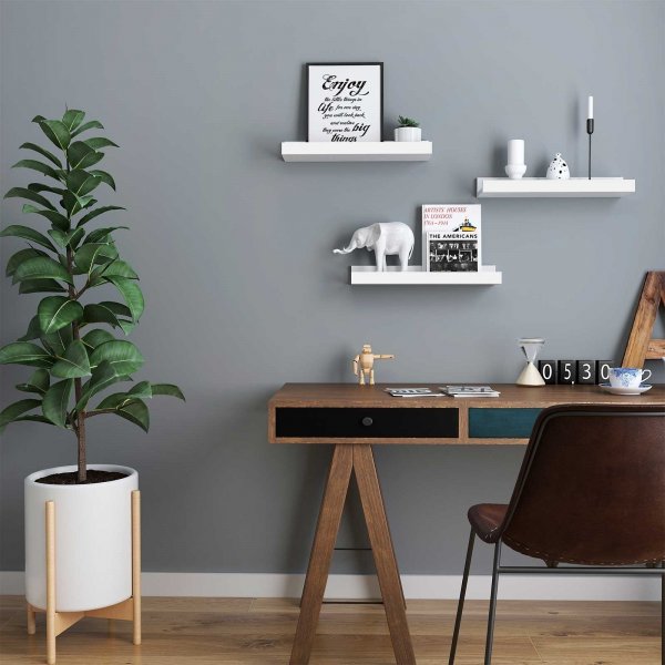 Suwon seinhylly 38 cm, 3 kpl - Valkoinen