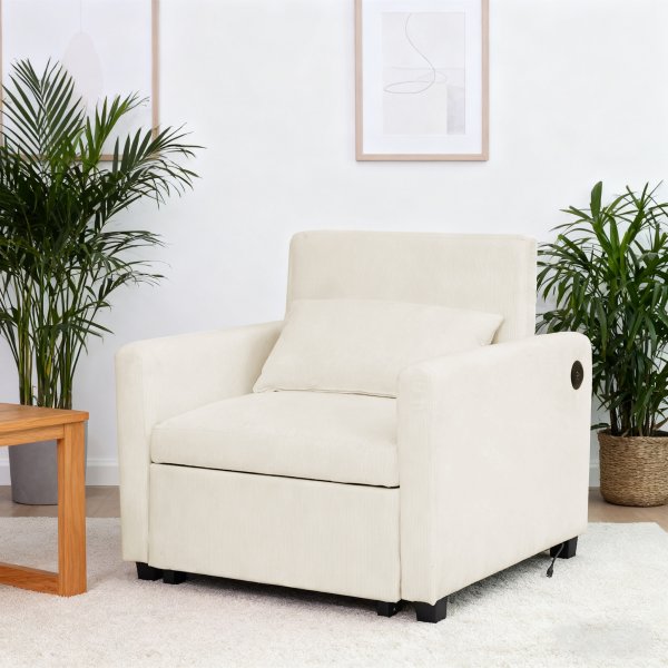 Nojatuolisänky Sollefteå - Beige sametti | 81 cm leveä Nojatuolisänky Sollefteå - Beige sametti | 81 cm leveä