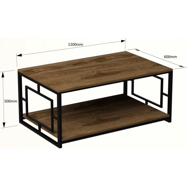 Kelvin sohvap�yt� 120 x 60 cm - P�hkin�/musta