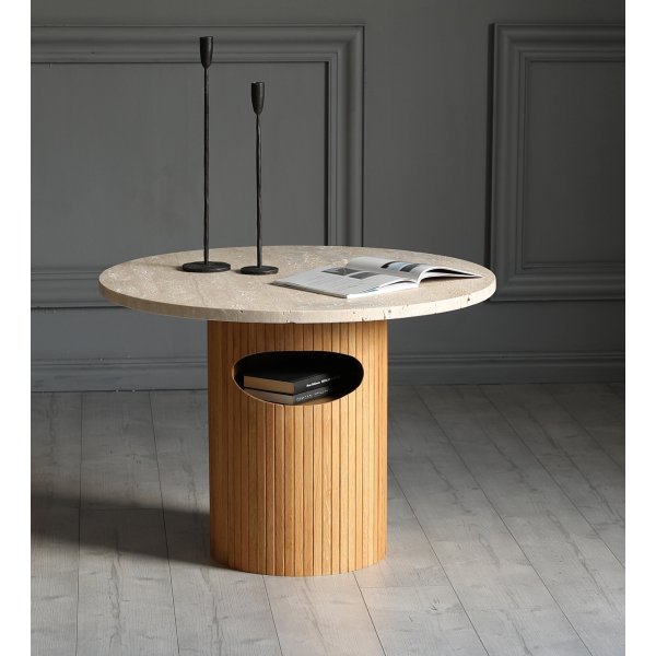 Arto pyöreä sohvapöydän korkeus 60 cm - Tammi / Travertiini Arto pyöreä sohvapöydän korkeus 60 cm - Tammi / Travertiini