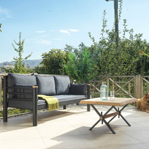 Kappis 3-istuttava ulkosohva - musta/antrasiitti + Huonekalujen tahranpoistoaine