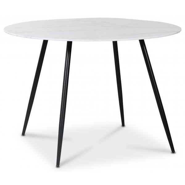 Pyöreä Art-ruokapöytä 110 cm - Marmoroitu lasi / Musta Pyöreä Art-ruokapöytä 110 cm - Marmoroitu lasi / Musta