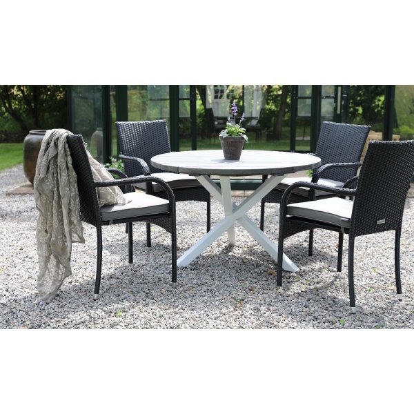 Scottsdale ruokapöytä Ø112 cm - Shabby Chic harmaa/valkoinen Scottsdale ruokapöytä Ø112 cm - Shabby Chic harmaa/valkoinen