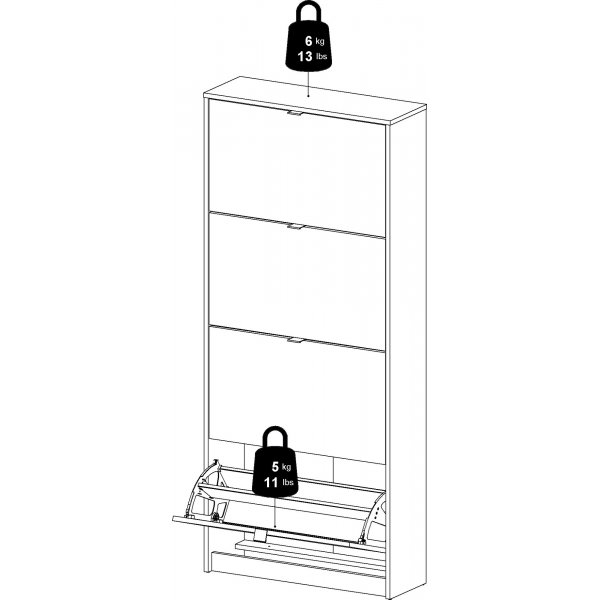 Kengät syvä kenkäkaappi, jossa 4 lokeroa - musta Kengät syvä kenkäkaappi, jossa 4 lokeroa - musta