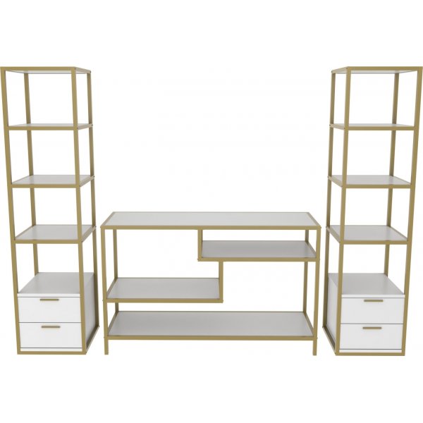 Robbins mediapenkki hyllyillä - Kulta/valkoinen Robbins mediapenkki hyllyillä - Kulta/valkoinen