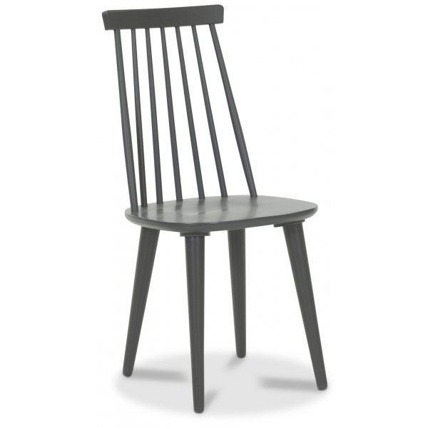 Freddy-ruokailuryhmä savustettuun tammean; iso pyöreä ruokapöytä ja 4 harmaata Dalsland-ruoko-tuolia Freddy-ruokailuryhmä savustettuun tammean; iso pyöreä ruokapöytä ja 4 harmaata Dalsland-ruoko-tuolia