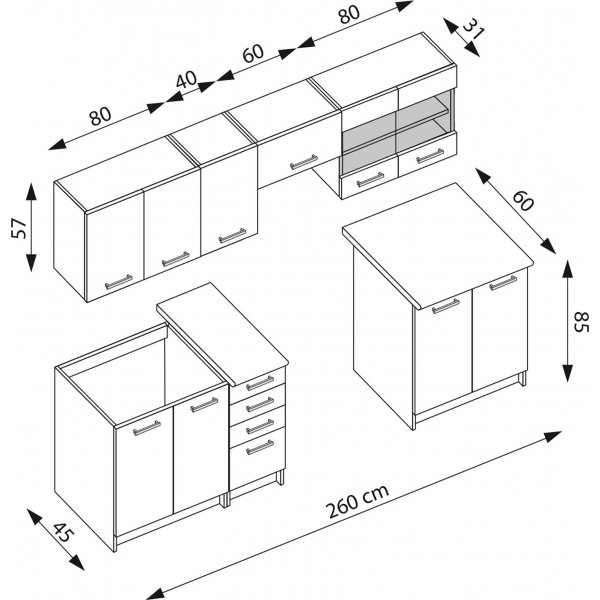 Amanda tydellinen keitti 260 cm - Tummanruskea/wenge/graniitti