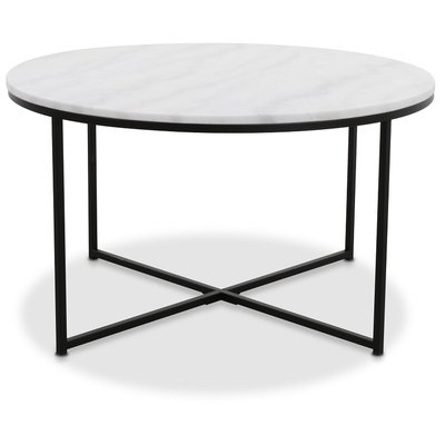 Maryland-sohvapöytä 85 cm - Aitoa valkoista marmoria / Musta
