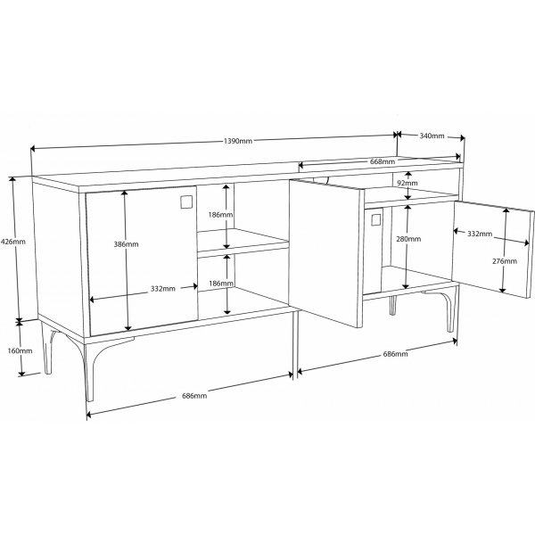 Artemis TV-taso - Valkoinen/tammi Artemis TV-taso - Valkoinen/tammi
