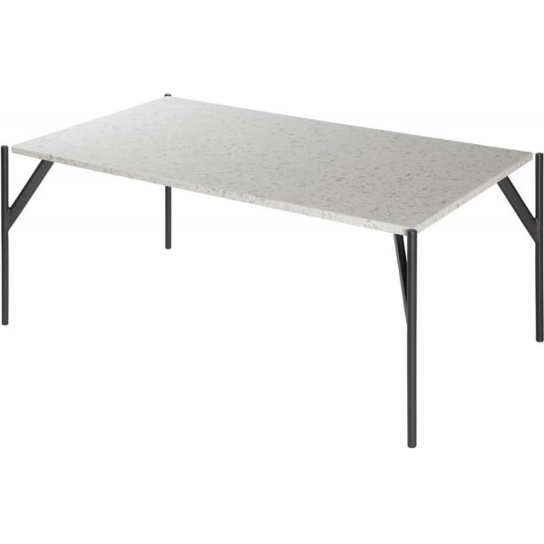 Terrazzo-sohvapyt 110x60 cm - Bianco Terrazzo & AIR-runko mustasta metallista