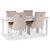 Paris ruokailuryhm, valkoinen pyt + 4kpl Tuva Decotique -tuolia - Beige sametti ja kahva selknojassa